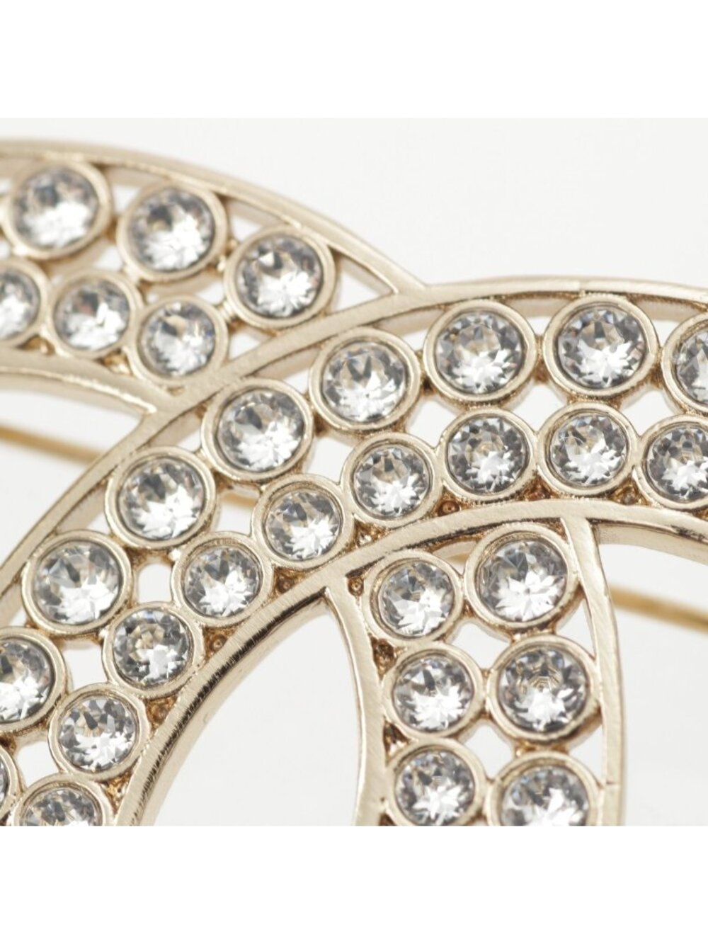 Chanel Metal Rhinestone CC Logo Brooch Gold - Picture 3 of 10